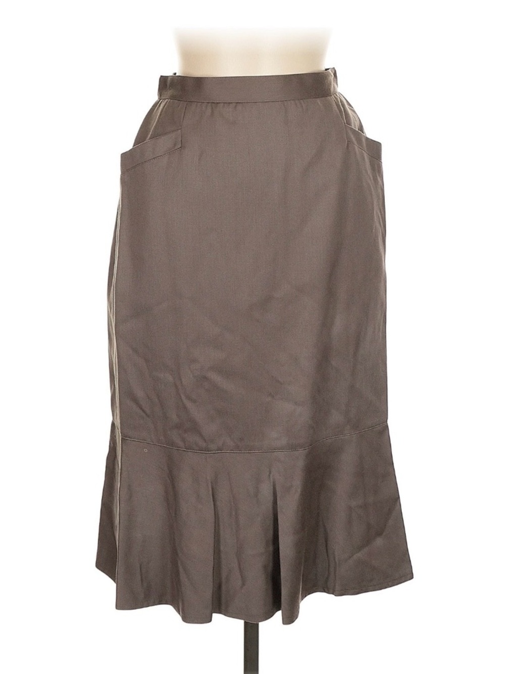 Harve Benard Chocolate Brown Midi Skirt with Flared Hem